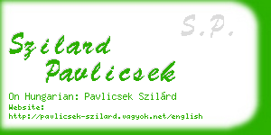 szilard pavlicsek business card
